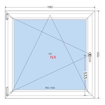 Műanyag Ablak 120x120 Bukó/Nyíló Jobbos