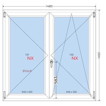 Műanyag Ablak Váltószárnyas120x120 Nyíló/bukó-Nyíló Balos
